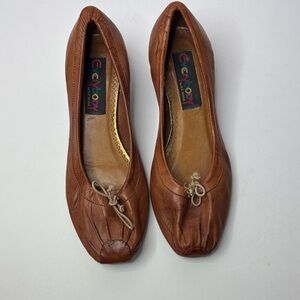 Everybody by B.Z Moda Cognac Leather Ballet Flats Women 37 Vintage Chic SH3